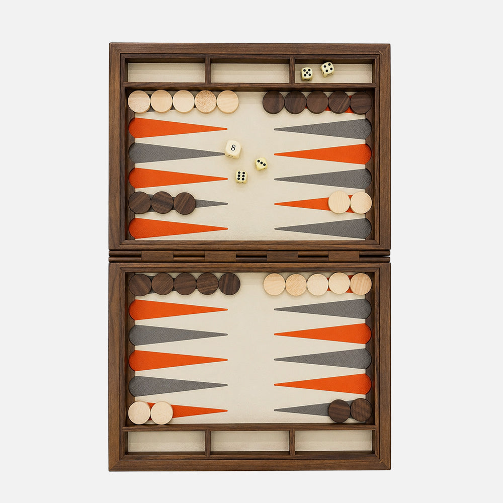 Giobagnara Small Backgammon Case, Mud, front view