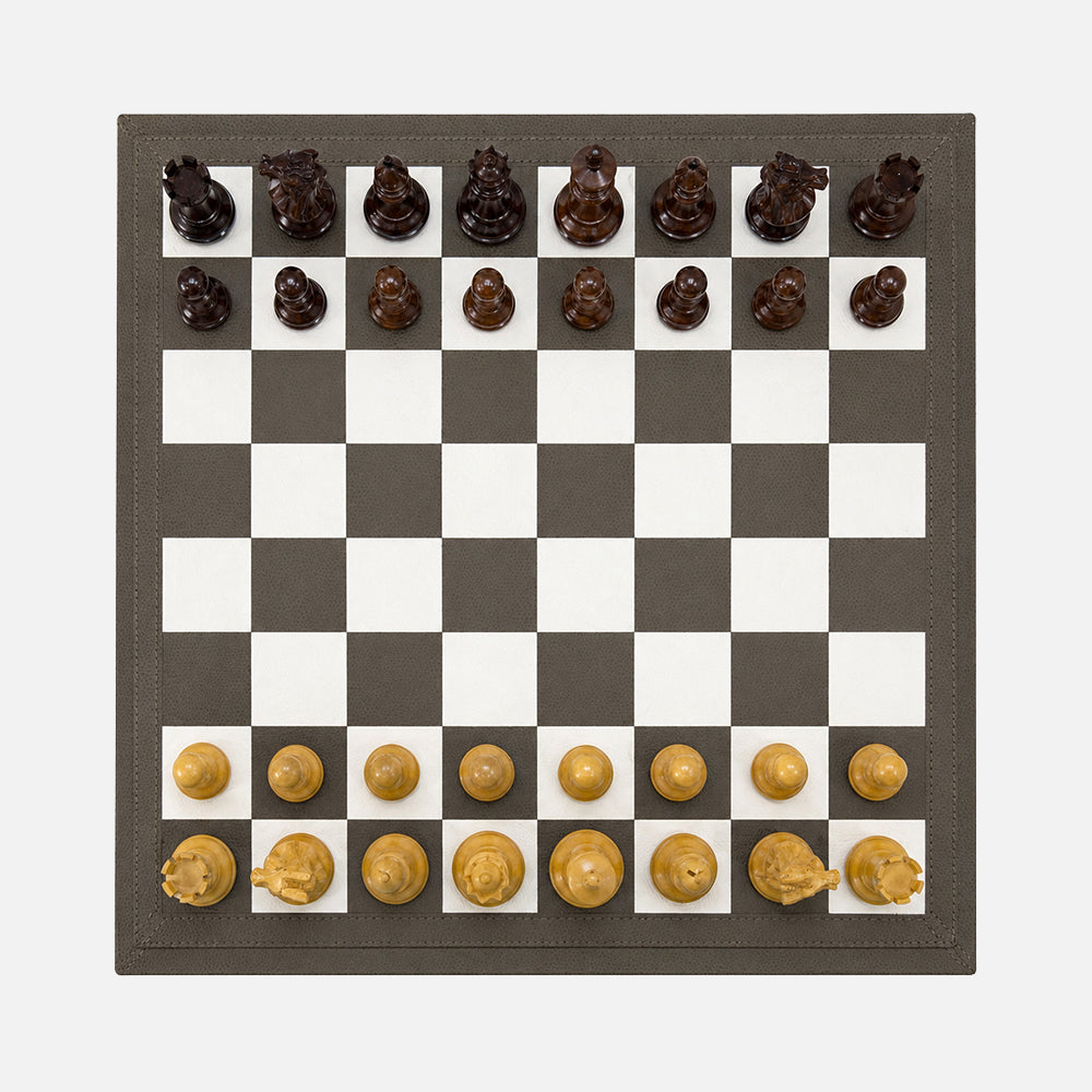 Giobagnara Triple Game Box: Chess, Draughts & Dominos, Mud, front view