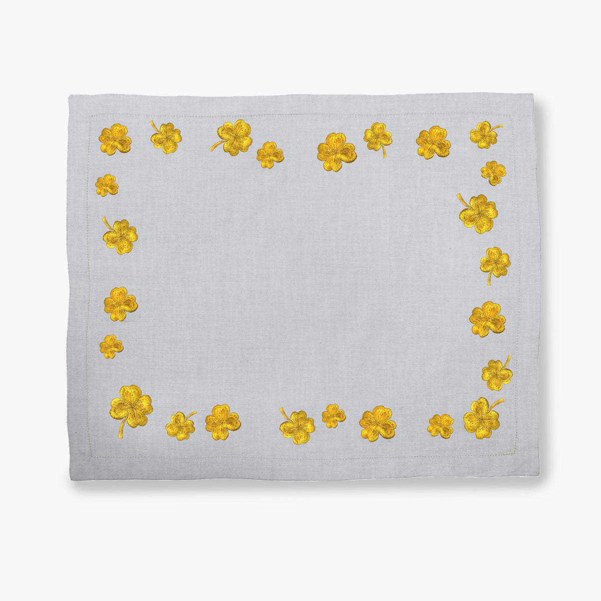 Waww La Table Golden Clover pearl-grey linen placemats by Aurélie Bidermann, set of four, front view