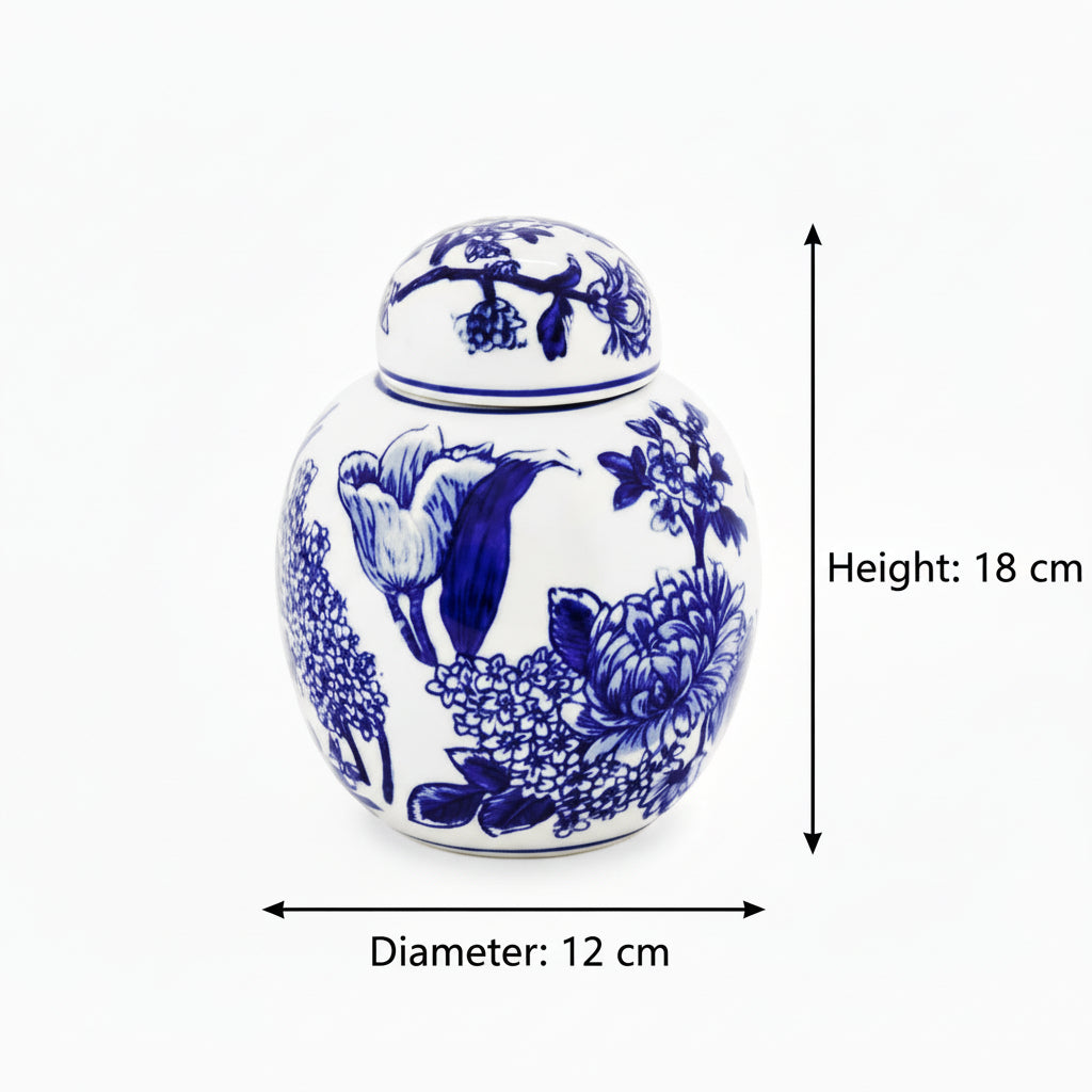 Chinoiserie  decorative ceramic jar