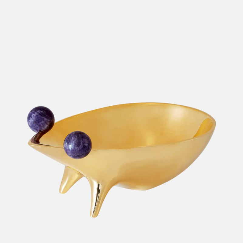 Brass and Amethyst Frog Bowl, 20cm