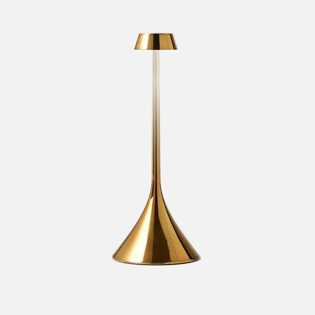 Steli Flat Dome Protable LED Table Lamp, Gold