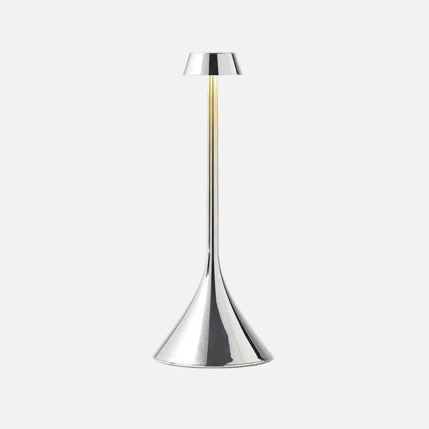 Steli Flat Dome Protable LED Table Lamp, Silver