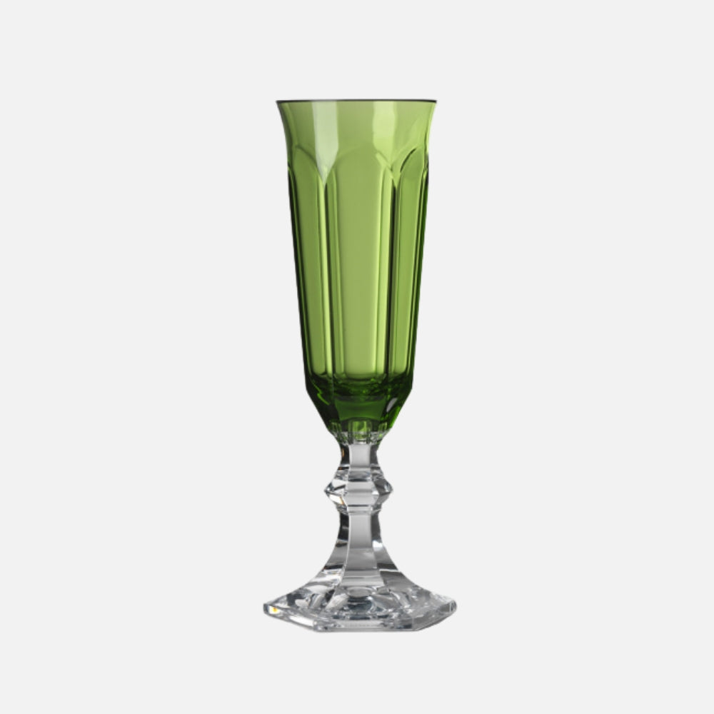 Mario Luca Giusti Dolce Vita Champagne Flute, Green in synthetic crystal, front view