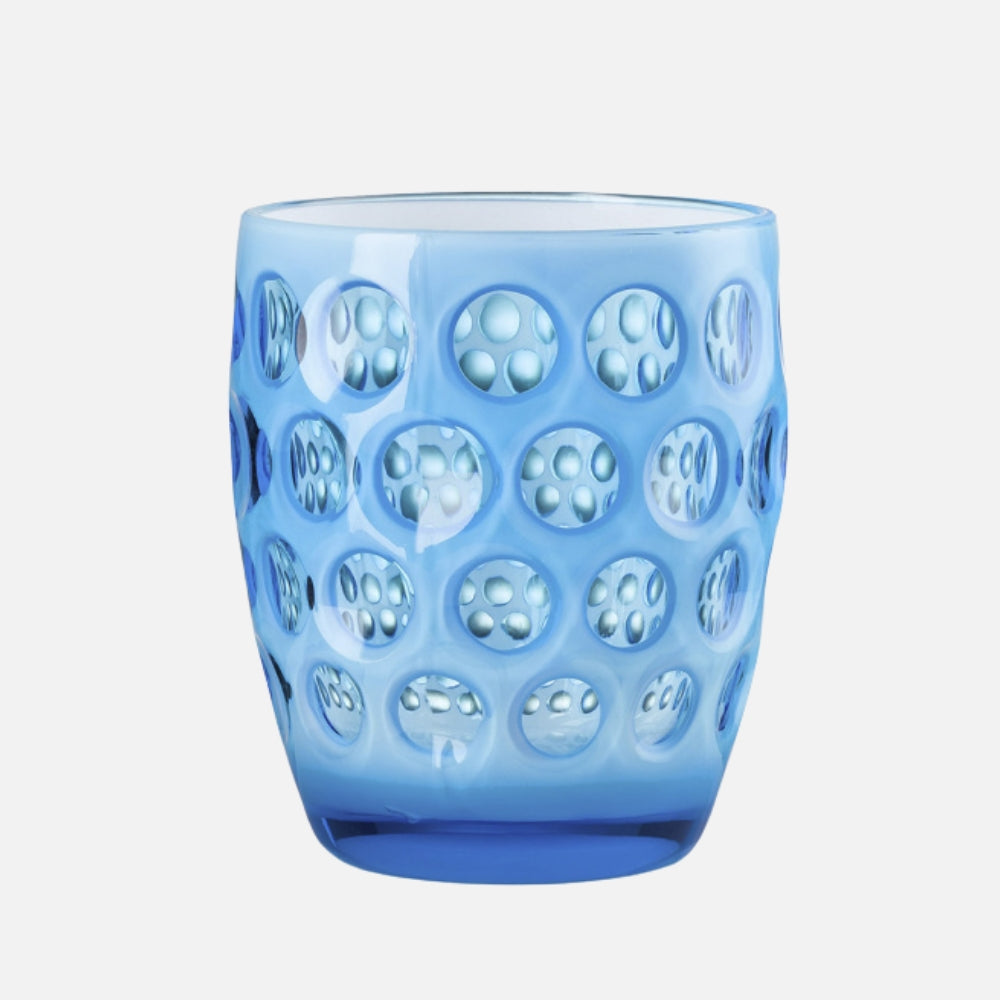Mario Luca Giusti Lente Tumbler, Turquoise in synthetic crystal, front view