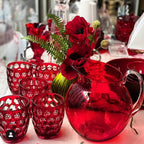 Mario Luca Giusti Palla Jug, Red, 3L in synthetic crystal, styled in a table setting
