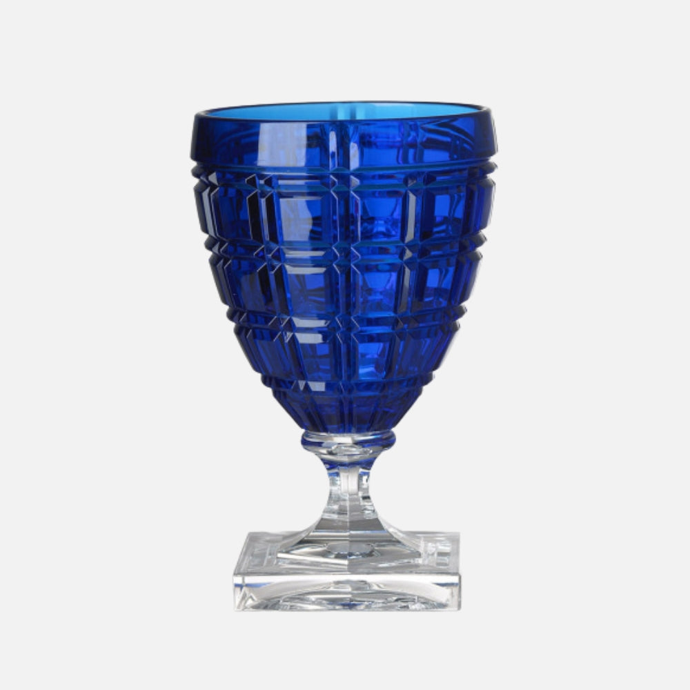 Mario Luca Giusti Winston Wine Glass, Royal Blue in synthetic crystal, front view