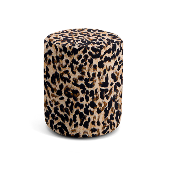 Mobile – Cotton Jacquard Leopard Round Footstool