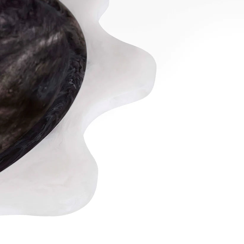 Como Black & White Ripple Bowl - Hand-Poured Marbleized Acrylic