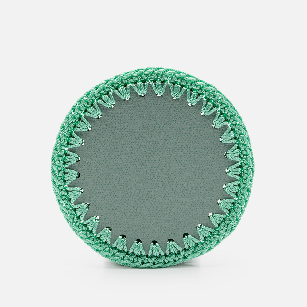 Rochelle Leather & Crochet Coaster, Mint, Set of 6