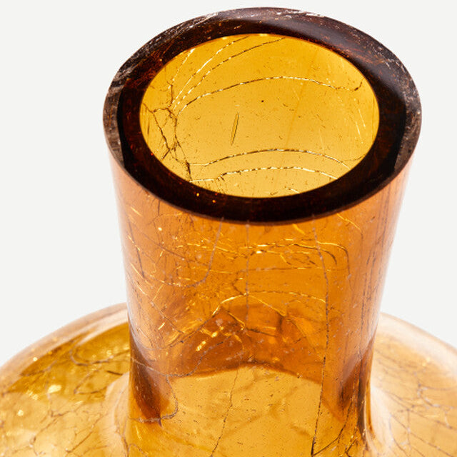 Crackled Glass Ball Body Vase Large