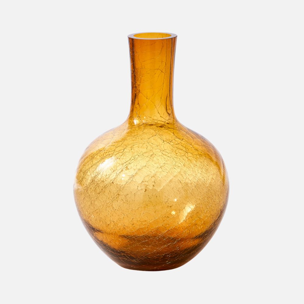Crackled Glass Ball Body Vase Large