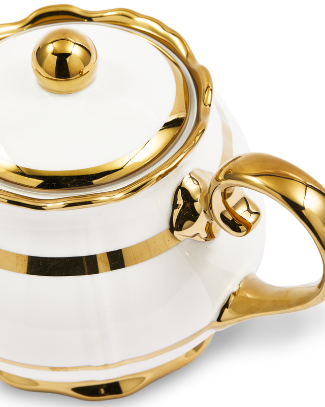 Golden Finds Tea Pot White