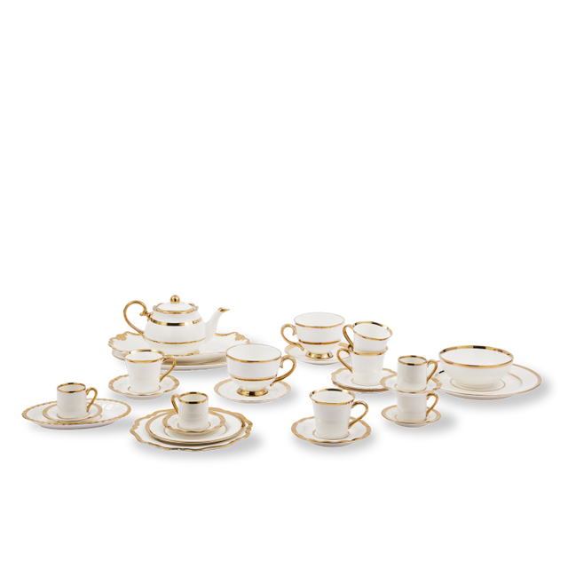 Golden Finds Tea Pot White