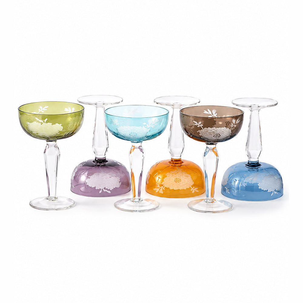 Peony Multicolour Coupe Glasses – (Set of 6)