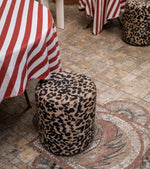 Mobile – Cotton Jacquard Leopard Round Footstool