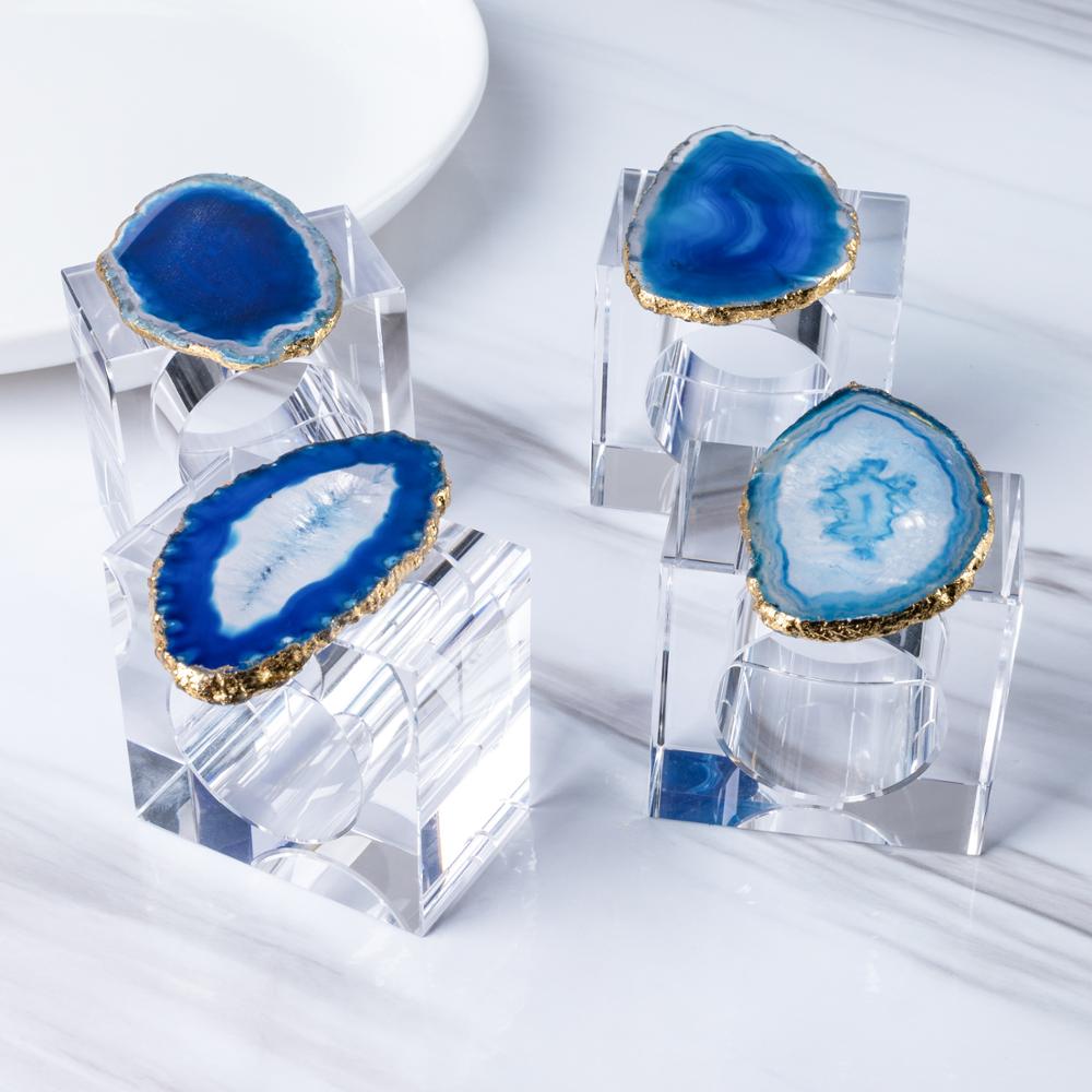 Blue Agate Napkin Rings, Set of 4