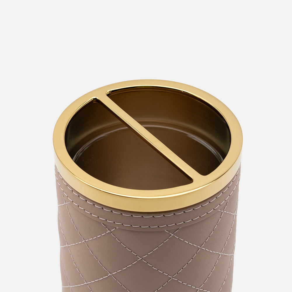 Riviere Alghero Diamonds Toothbrush Holder, Blush Pink, leather detail