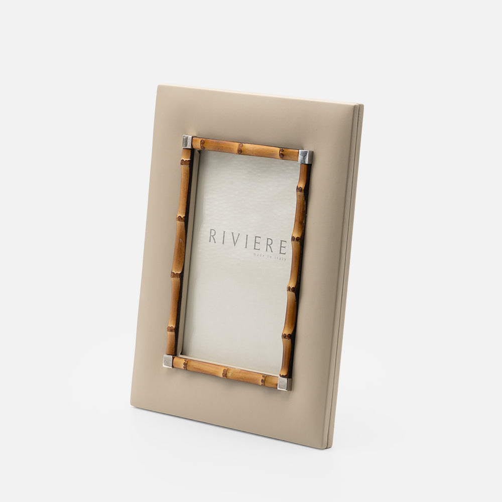 Bice Picture Frame Small, Ivory/ Chrome