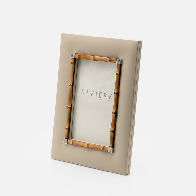 Bice Picture Frame Small, Ivory/ Chrome