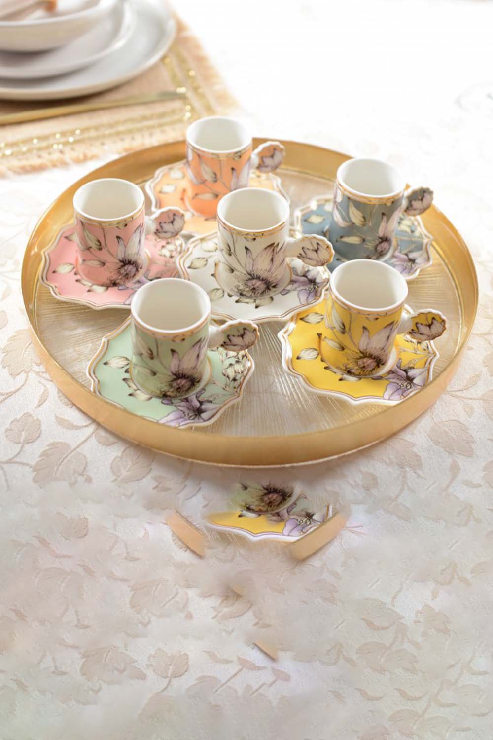 Floral Turkish Coffee/ Espresso Cups, Set of 6