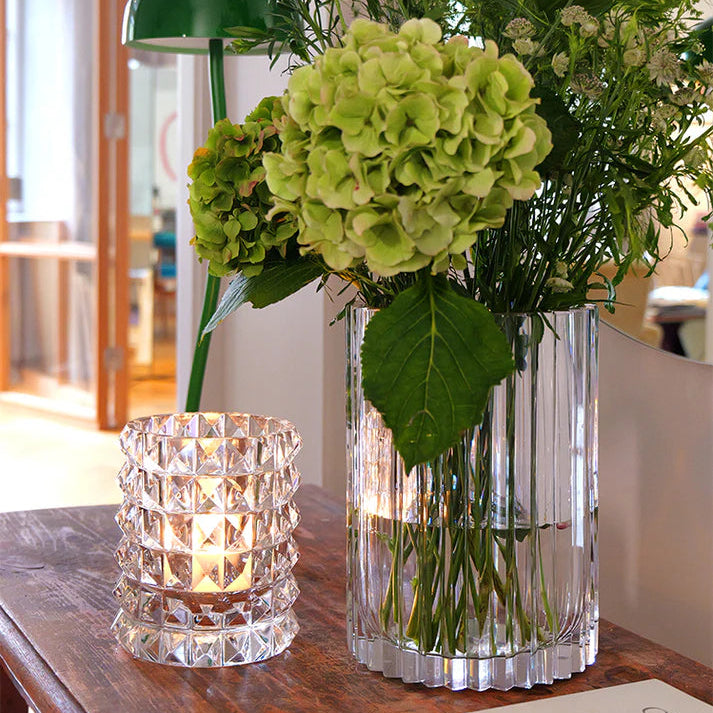 Skogsberg & Smart Strict Crystal Hurricane Lamp, Large, styled in a room setting 2