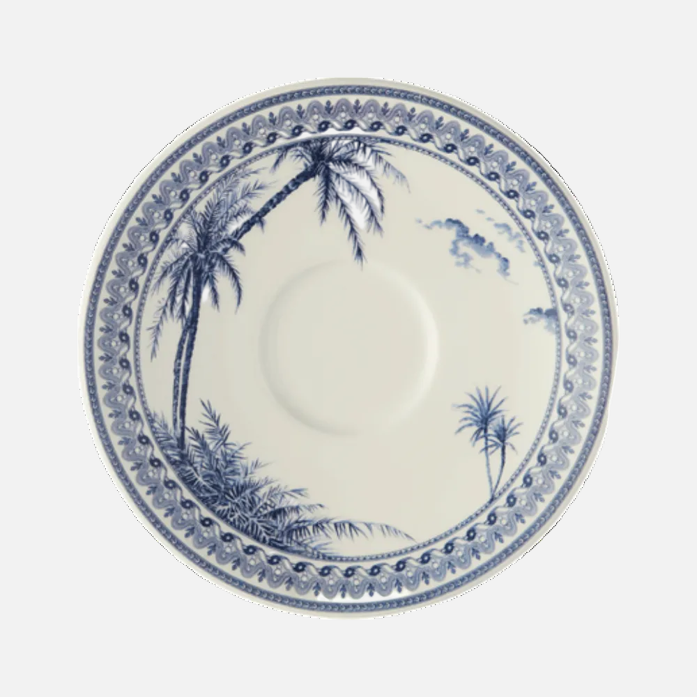 Set of 2 coffee cups & saucers - Blue mismatched