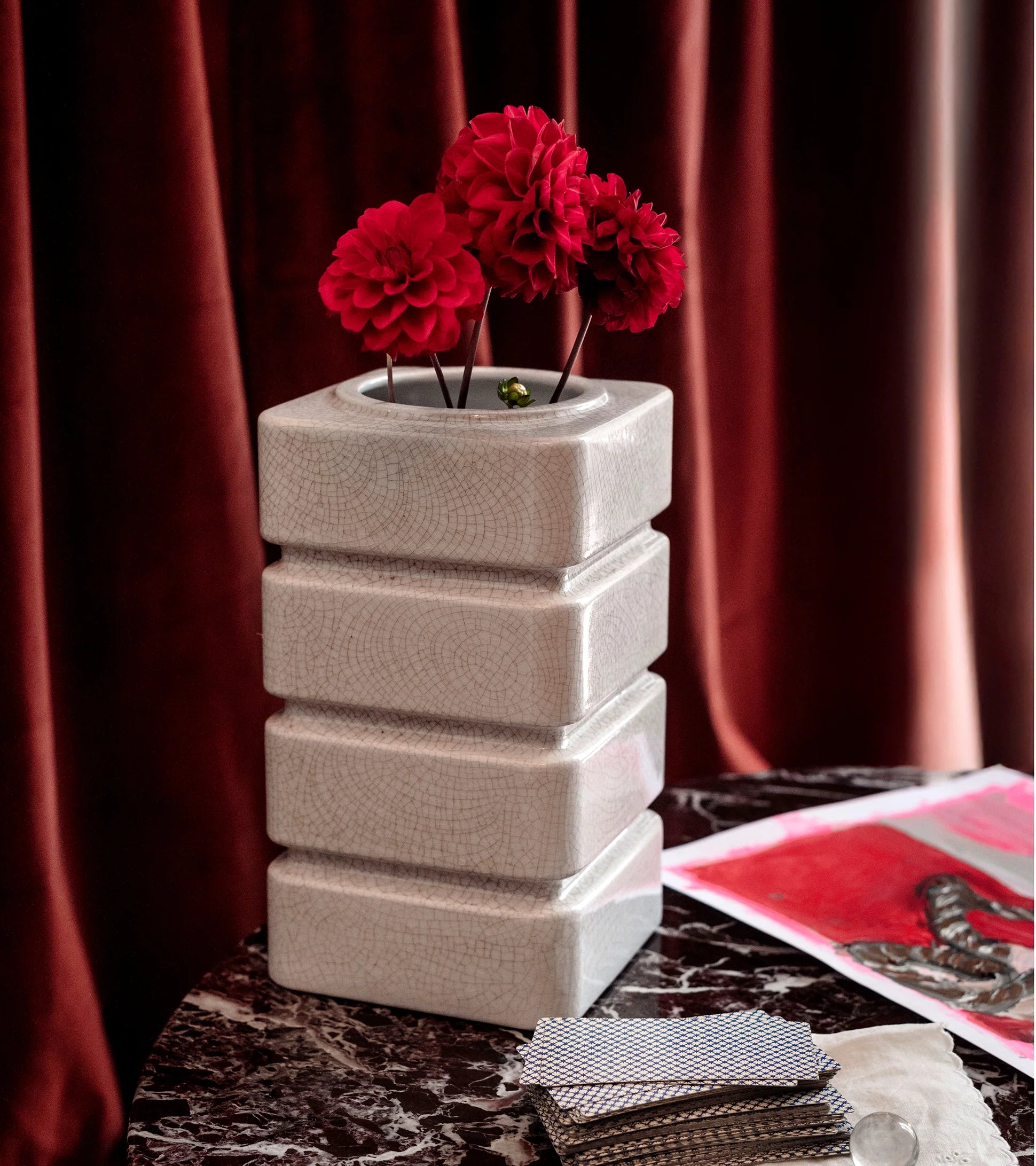 Donna Vase, White Crackle, 29cm