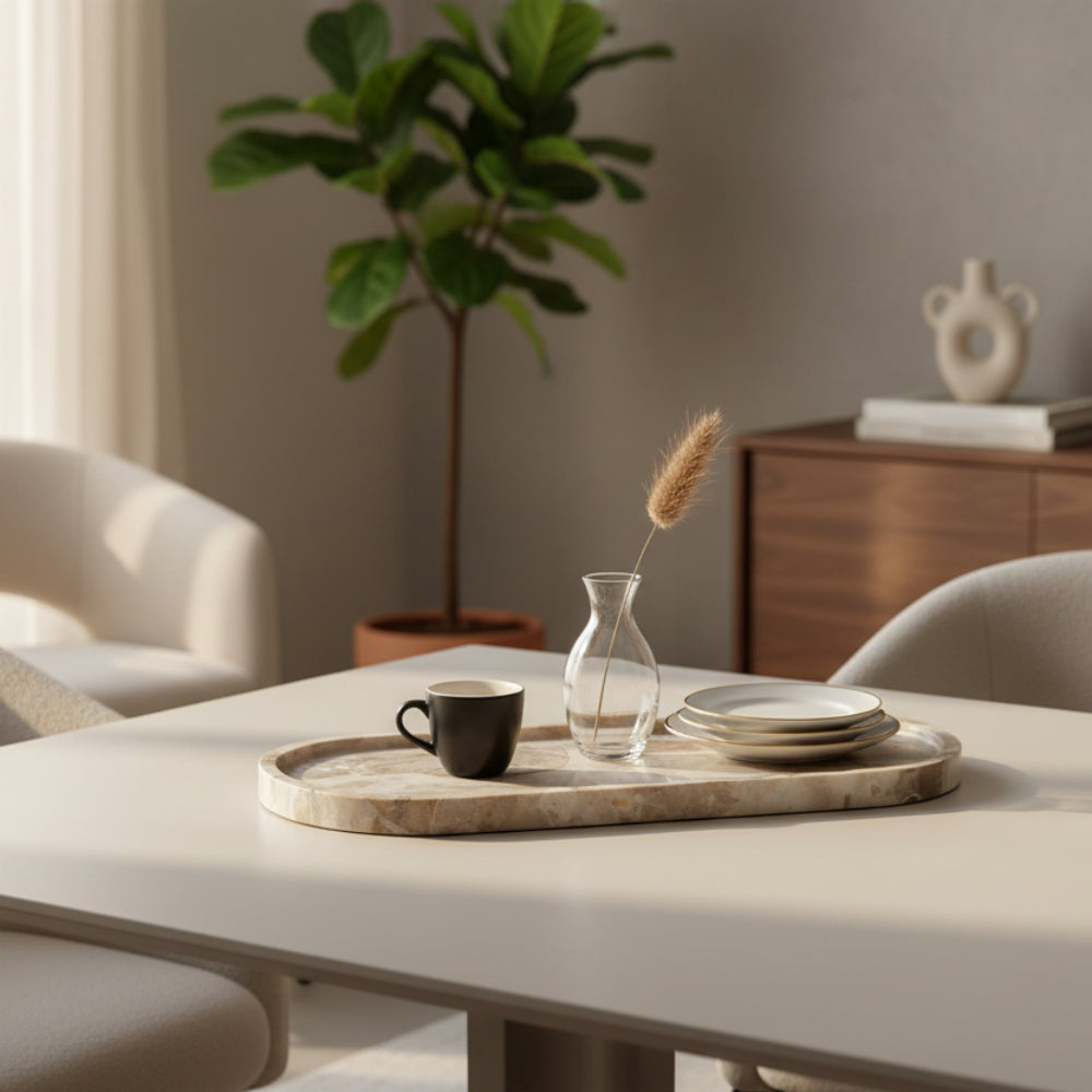 Tray Marble Beige – Rectangular Stone Serving Tray