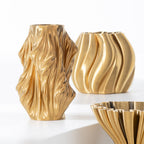 Gold 3D Printed Porcelain Irregular Vase