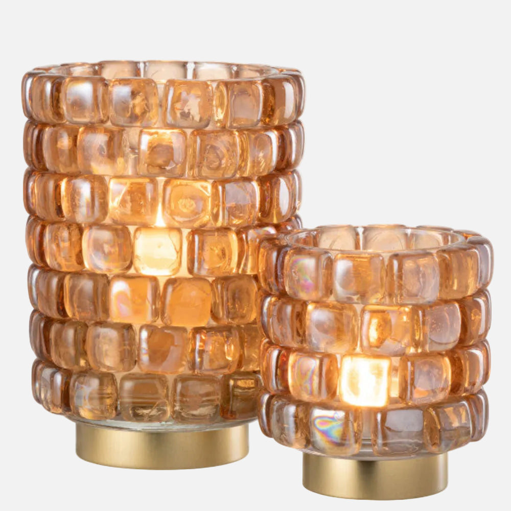 Hurricane Square Mosaic Glass Candle Holder – Large