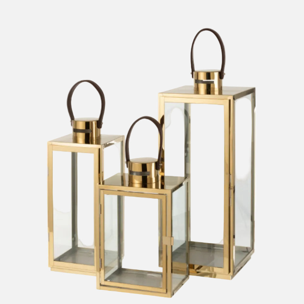 Lantern Square Metal & Glass Decorative Lantern – Gold
