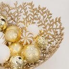 Large Gold Leaf Decorative Bowl – Aluminum Centerpiece Dish