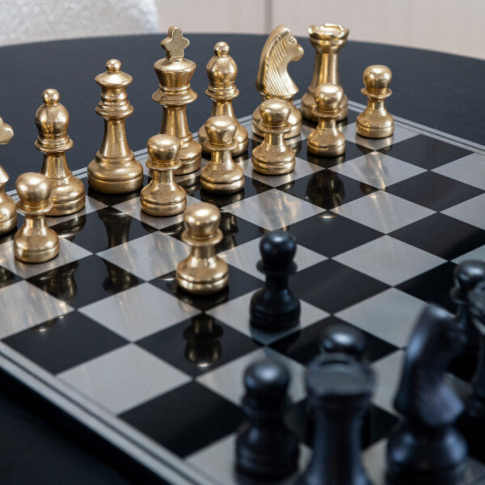 Gold & White Polyresin Chess Set – Deluxe Board 61 cm