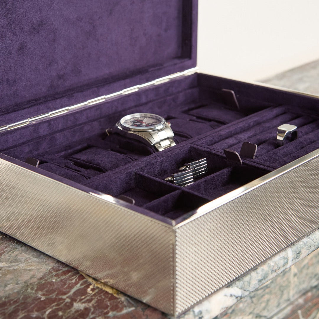 Silver Large Watch Jewellery and Legacy Box, 31.8x24.8cm