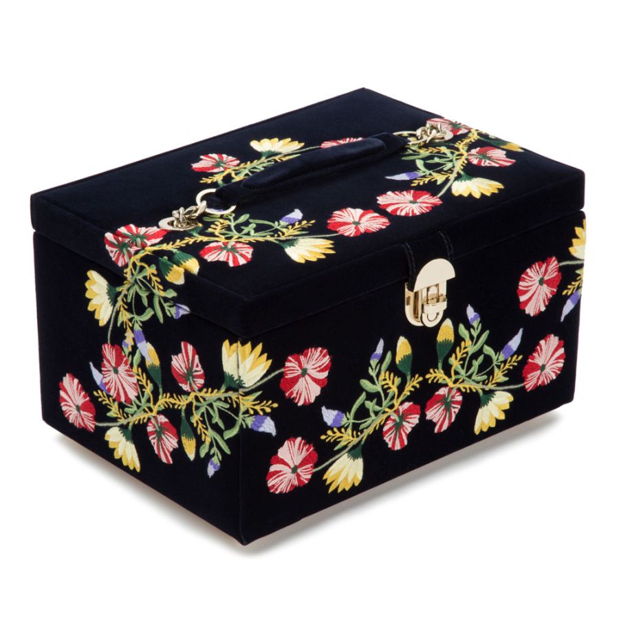 Zoe Medium Jewellery Box, Indigo, 28.9x23cm