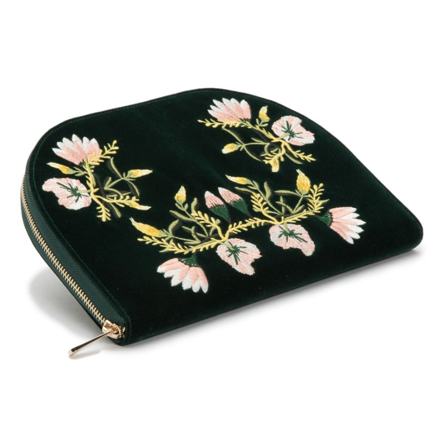 Zoe Velvet Forest Green Jewelery Portfolio, 27x18.8cm