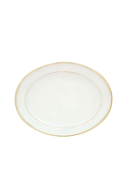 Shangai Gold Large Oval Platter, White/Gold, 35 cm