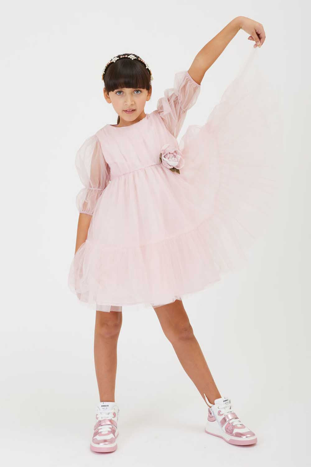 Tulle dress with maxi rose - Maison7