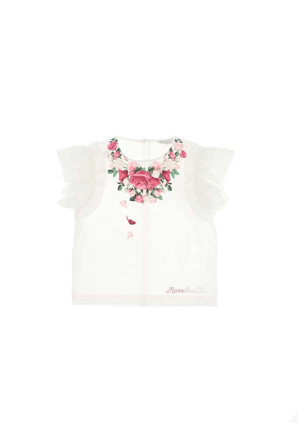 Cotton T-shirt with flower necklace print