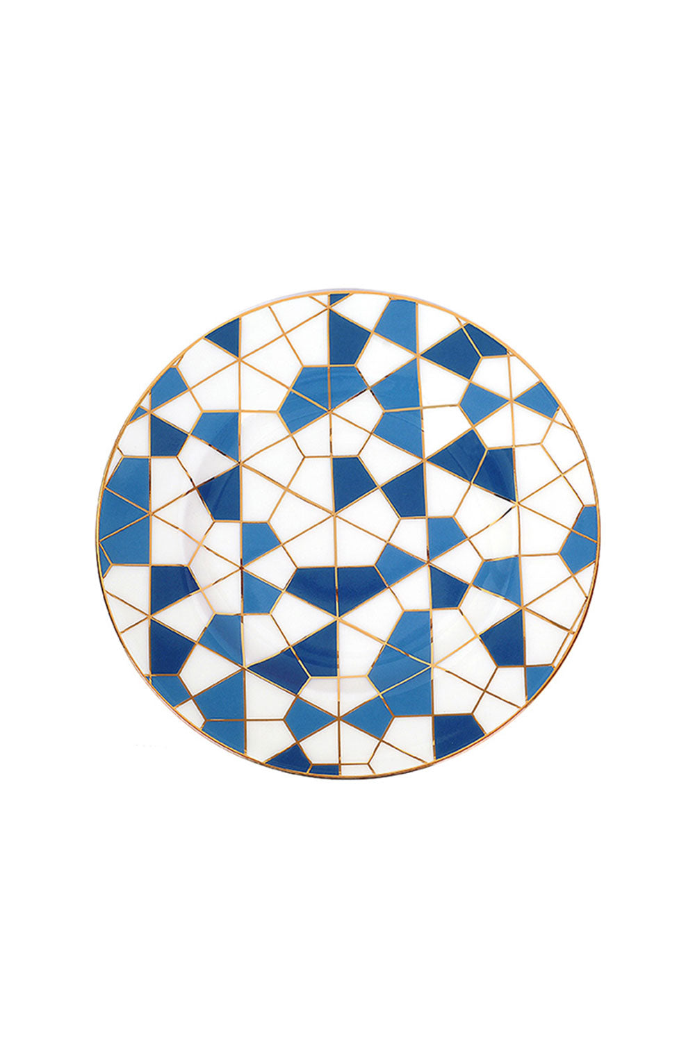 Geometric Dessert Plates, Set of 6, Blue