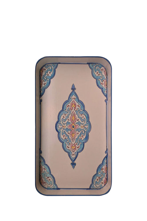 Persian Hand-painted Tray, 32x17cm, Light Blue
