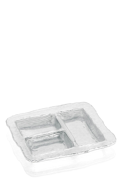 3-Sectional Serving Plate, 32x28cm, Clear
