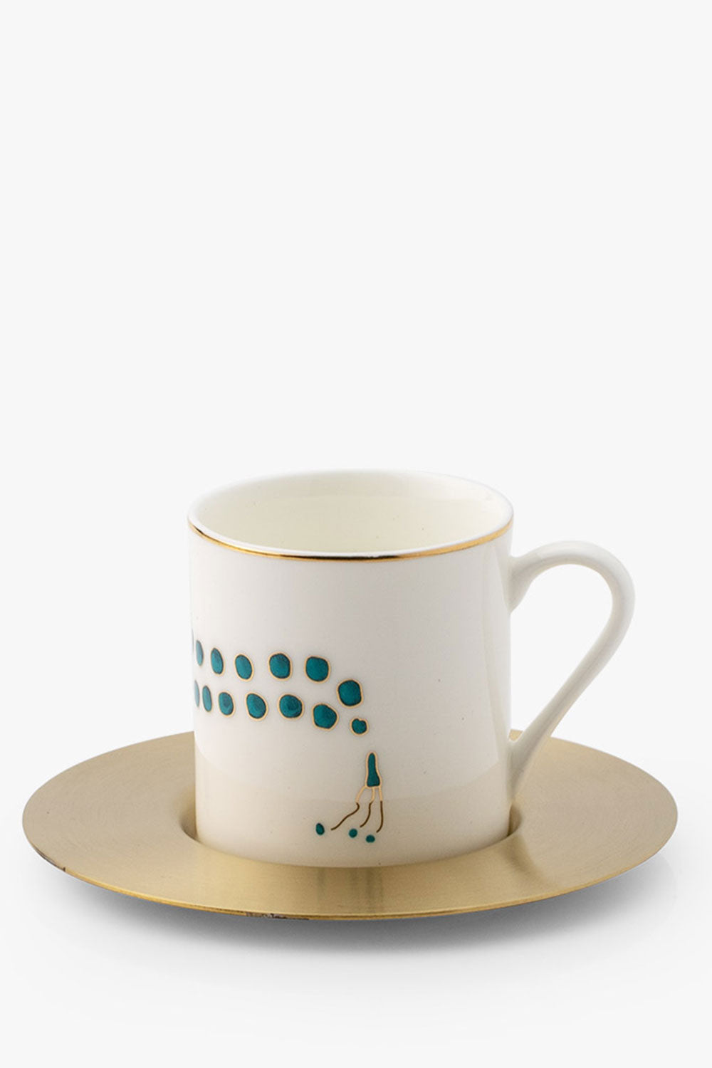 Mashbah Espresso Cup with Saucer, Teal, Set of 6