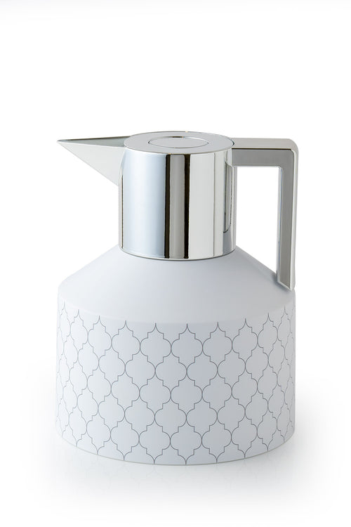 Geo Vacuum Flask, White/Silver, 1L