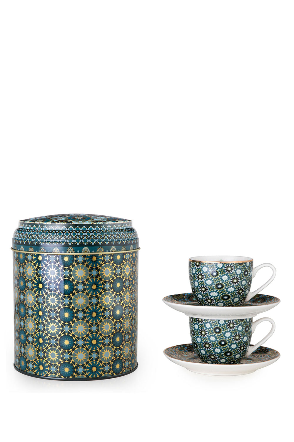 Andalusia Tin Box With 2 Cups And Saucer - Maison7