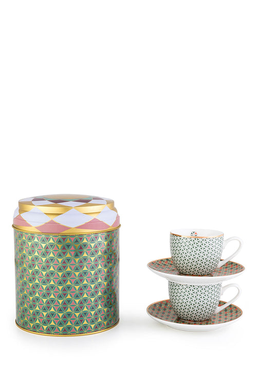 Opera Tin Box With 2 Cups And Saucer, 90ml - Maison7