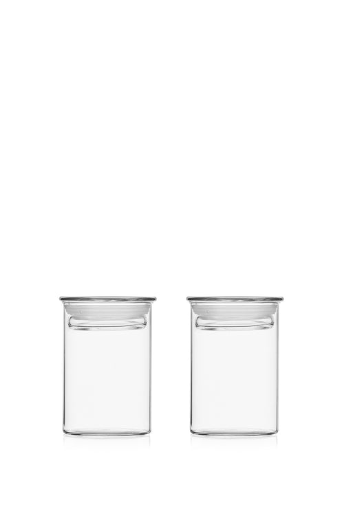 Cilindro Set of 2 Spice Jars, Clear